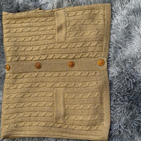 Leslie Fay Tan Cable Knit Cardigan with Ribbed Edging - Picture 4 of 6